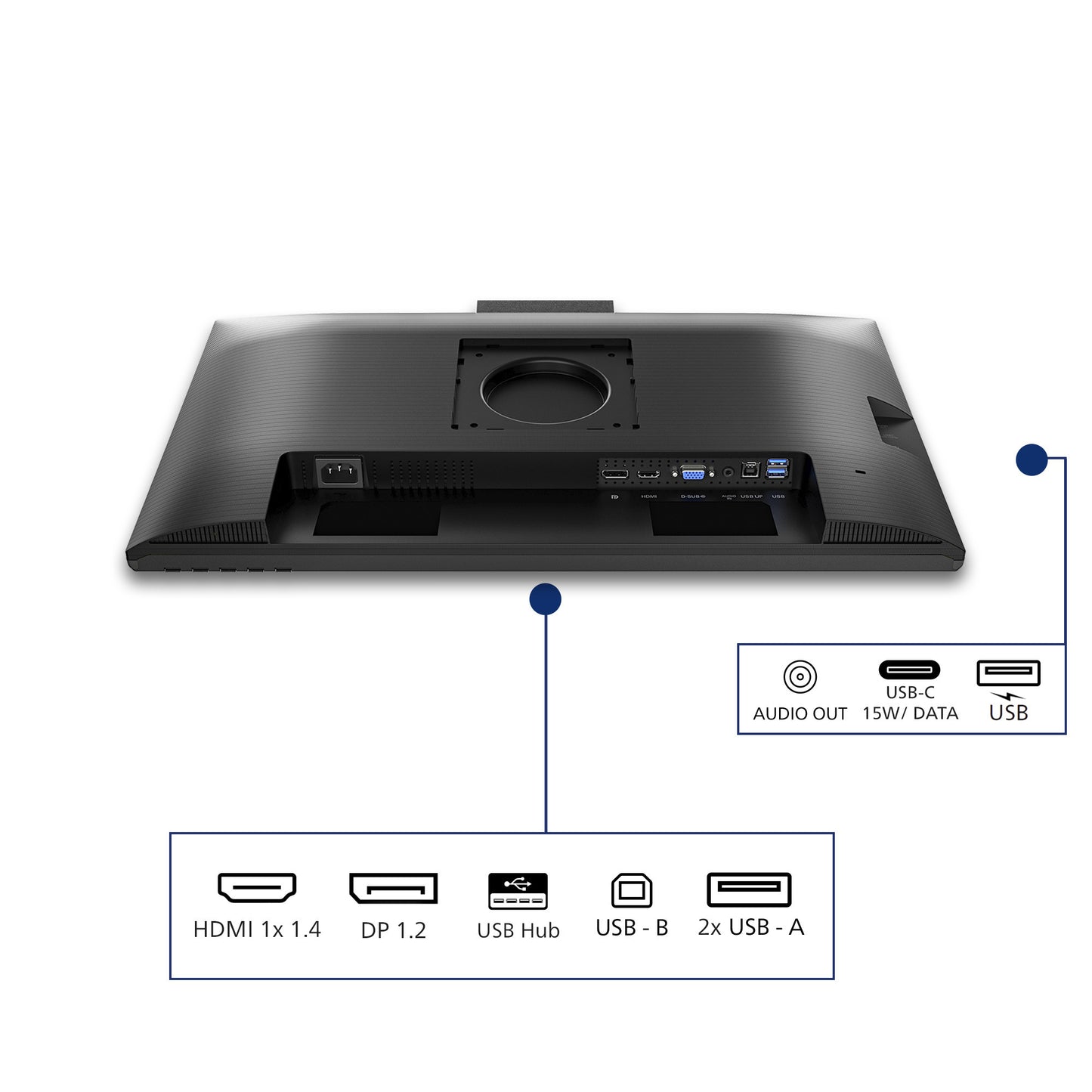 Monitor Philips 24b2n3200jh 00 23,8 (nero, VGA, HDMI, porta display, USB-C, webcam, 120 Hz)