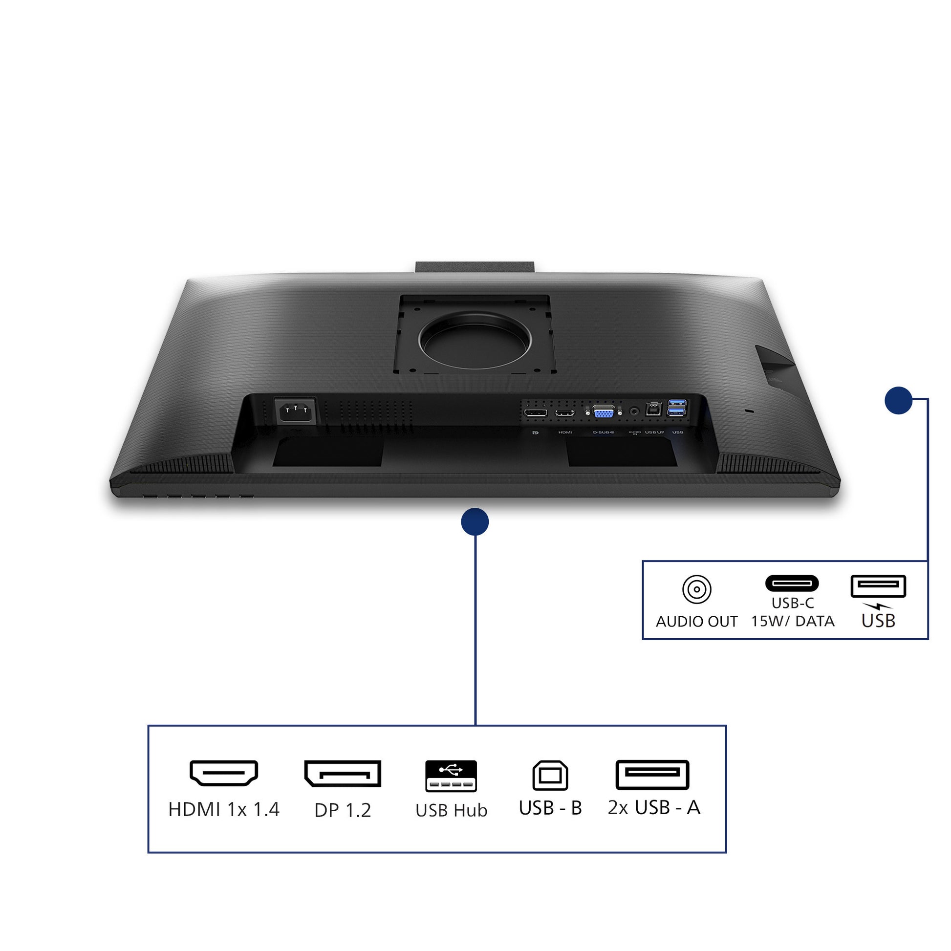 Monitor Philips 24b2n3200jh 00 23,8 (nero, VGA, HDMI, porta display, USB-C, webcam, 120 Hz)