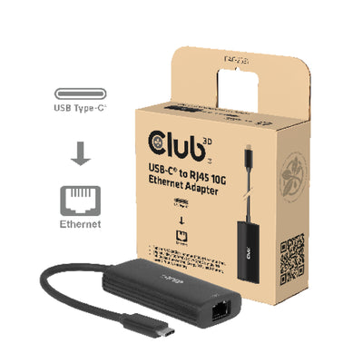 Club 3D CAC-2531 Adattatore Ethernet da USB-C a RJ45 10G (nero)