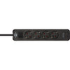 Regleta Brennerstuhl ecolor con 2 tomas de carga USB-C | 4 enchufes | negro | 1,5m h05vv-f 3g1.5 - 1153240106