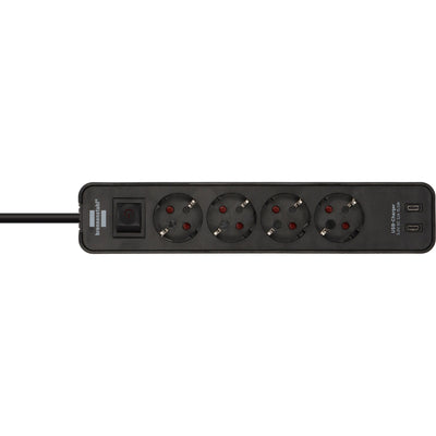 Ciabatta Brennerstuhl ecolor con 2 prese di ricarica USB-C | 4 prese | nero | 1,5m h05vv-f 3g1,5 - 1153240106
