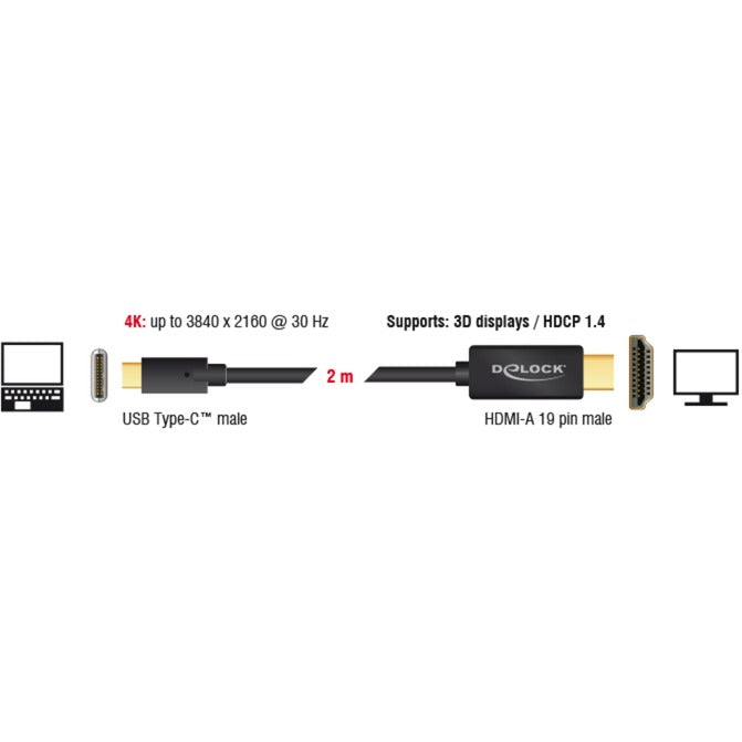 Delock USB-C (masculino)> HDMI (masculino) (modo alternativo DP)