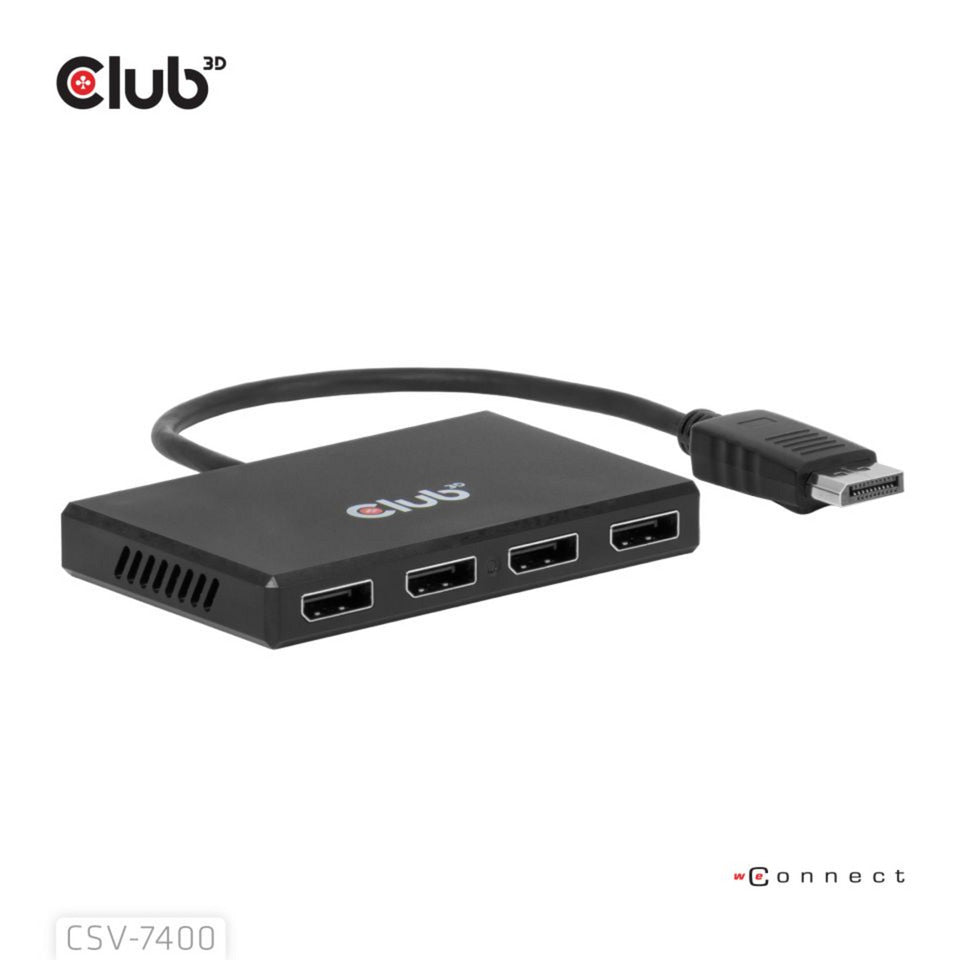 Club Hub 3D DisplayPort Quad Monitor MST 4x 4K30Hz DisplayPort Splitter (Nero)