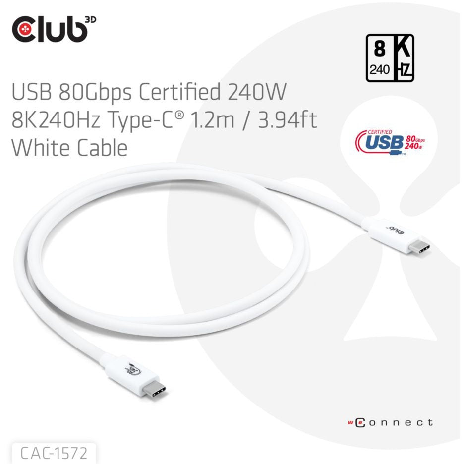 Club 3D USB-C 80GBPS certificato 240W 8K 240Hz