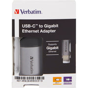 Verbatim usb 3.2 gen 1 adapter, usb-c > rj-45 (zilver zwart, 10cm, gigabit lan 10 100 1000 mbit s) - afbeelding 3