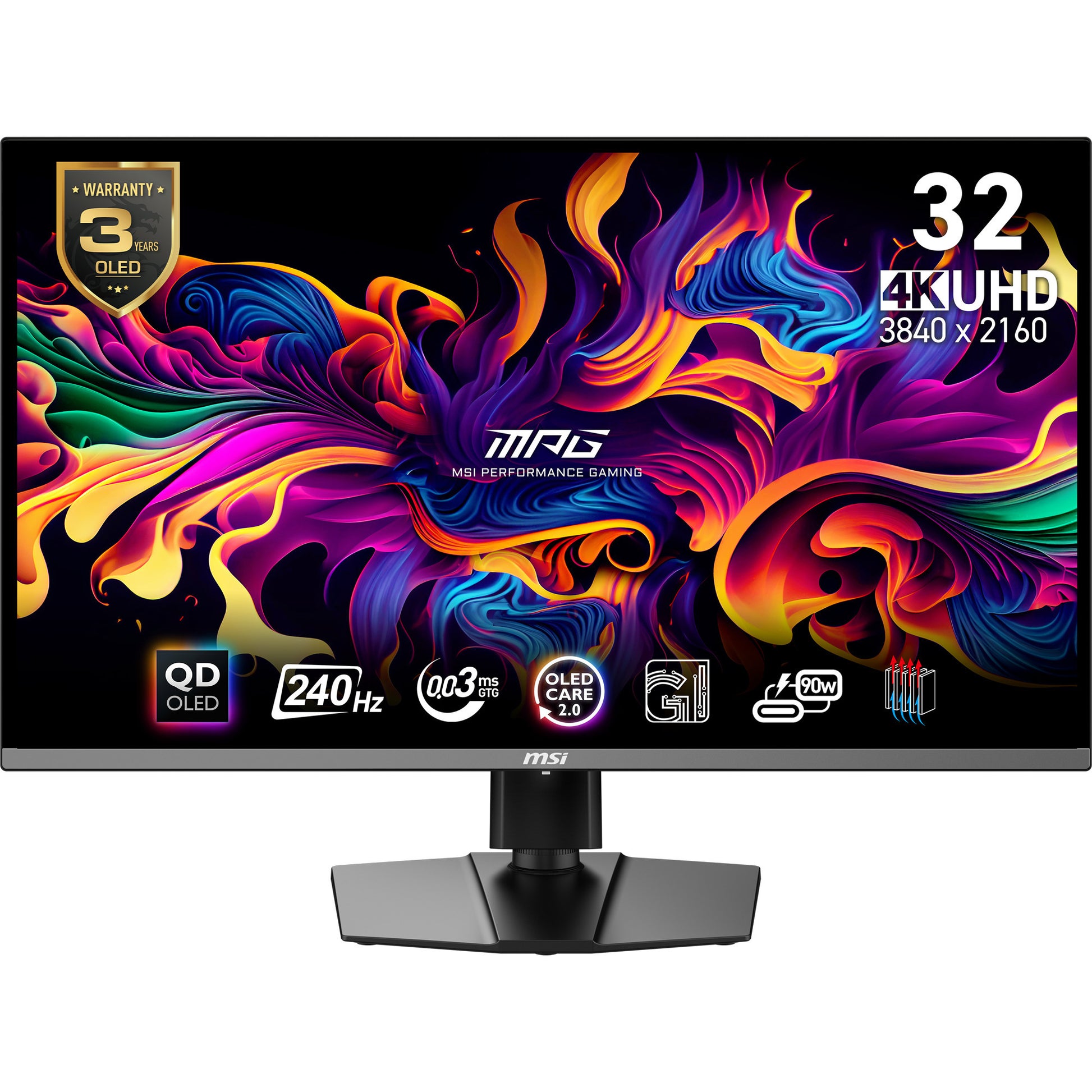 Monitor da gioco MSI MPG 321urx QD-OLED 31.5 4K UHD (nero, 2x HDMI, DisplayPort, 2x USB-A, USB-B, USB-C, 240 Hz)