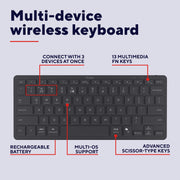 Tastiera Bluetooth Trust Nado II (nera, layout USA, interruttori a forbice, Bluetooth) - afbeelding 4