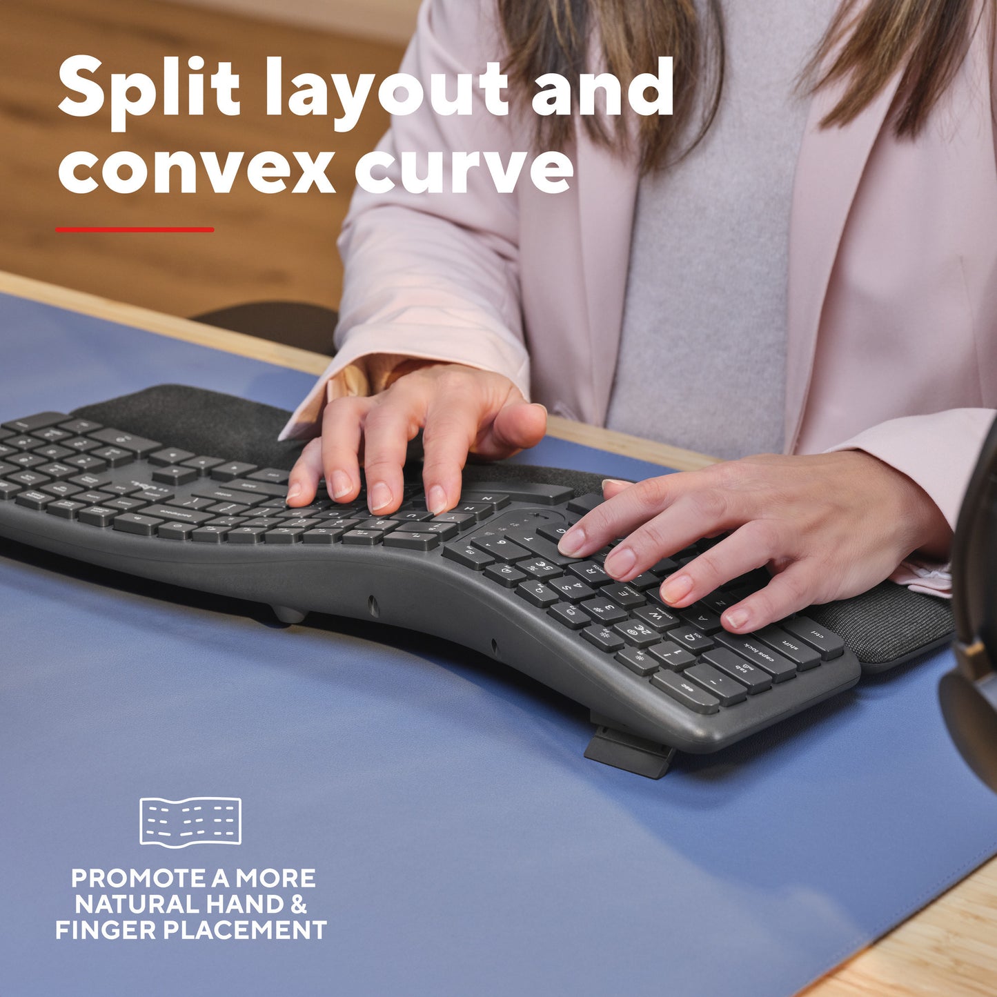 Trust Keyra wireless ergonomic keyboard (black, US layout, Bluetooth 2.4G USB)