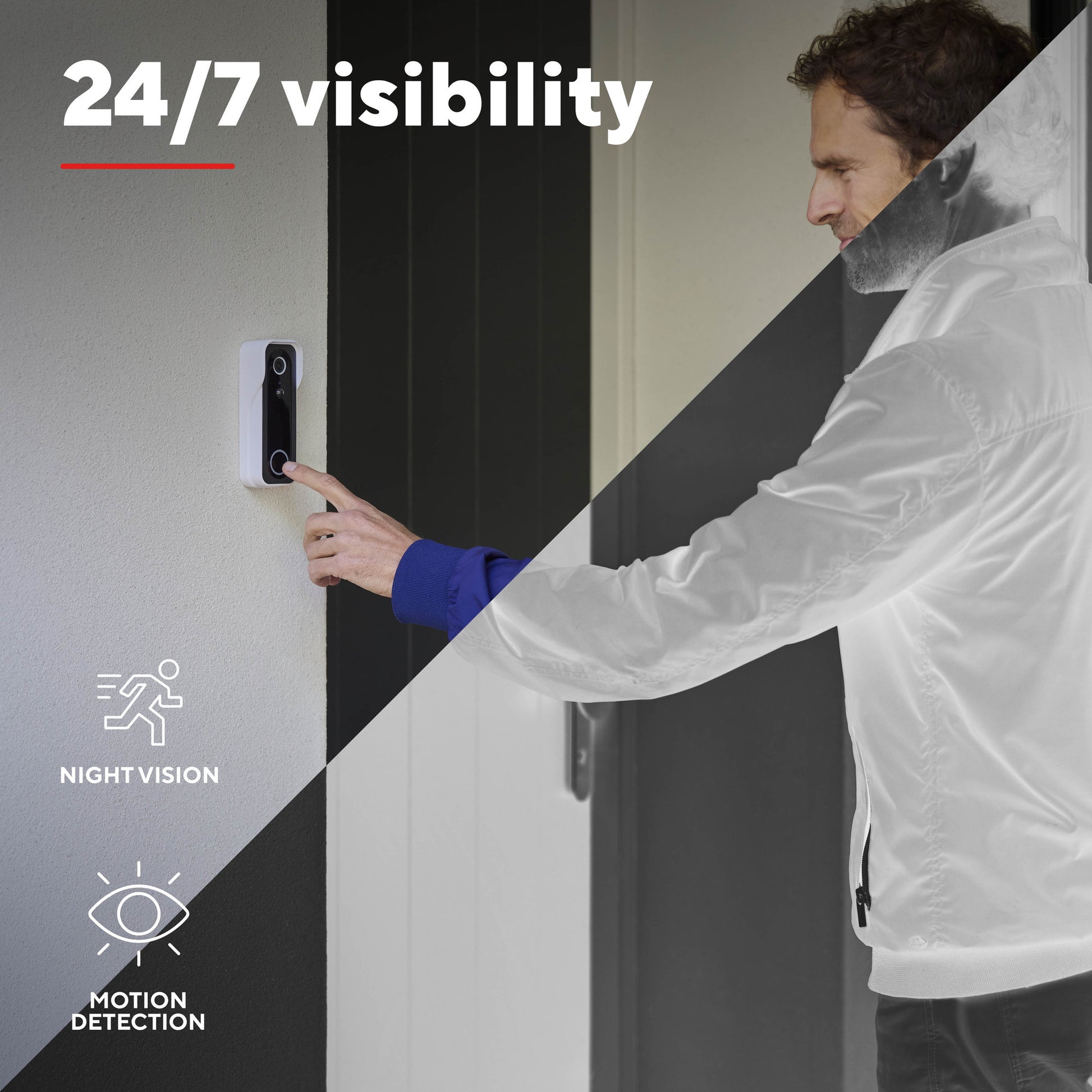 Trust doorcam-3000 timbre con cámara WiFi inteligente (blanco negro, WiFi 2,4 GHz)