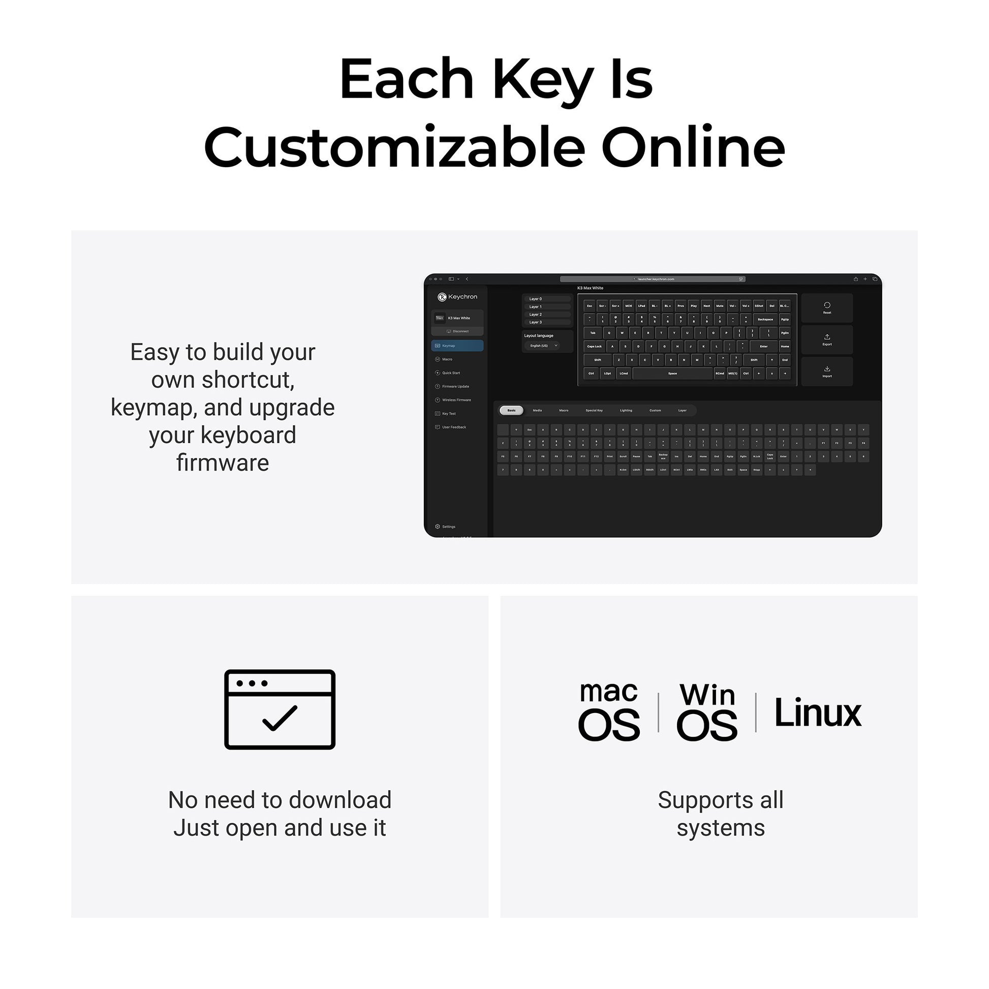 Keychron k3 max-h1w tastiera meccanica rgb edizione speciale interamente in legno (colore legno, layout us (qwerty), rosso latte, 75%, led rgb, pbt double-shot, hot swap, 2.4ghz | bluetooth 5.1 | usb-c)
