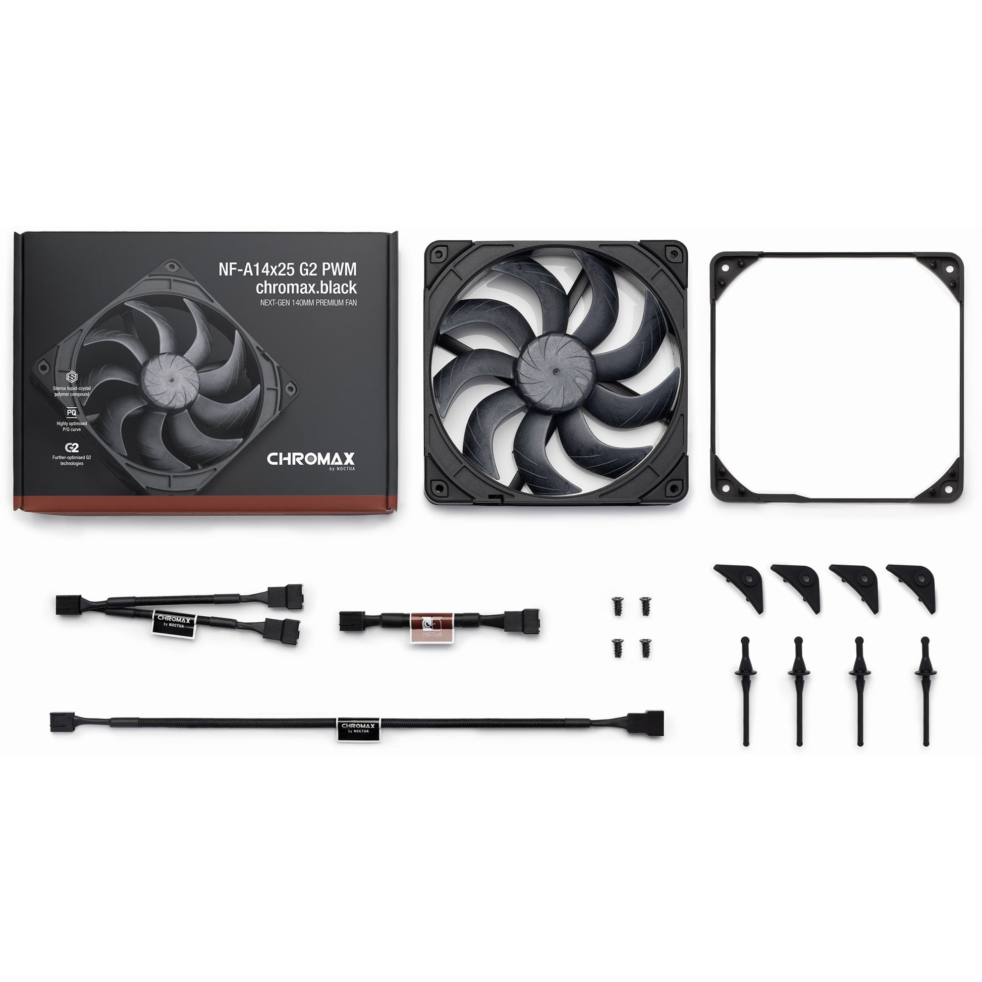 Ventola per case Noctua nf-a14x25 g2 pwm chromax.black (nera, 140 x 140 x 25 mm)