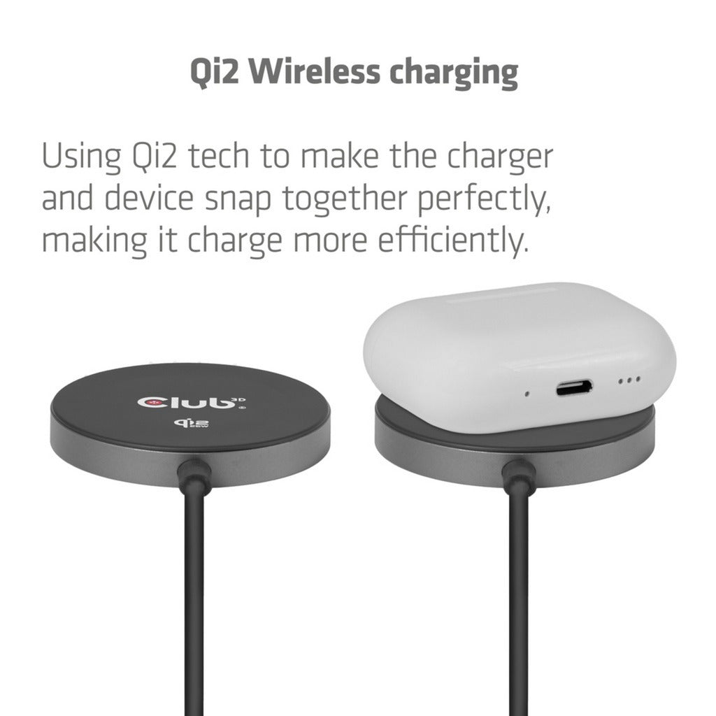 Caricabatterie wireless Club 3D CAC-3027 Qi2 25 W (nero, certificato Qi, compatibile MagSafe, supporto magnetico)