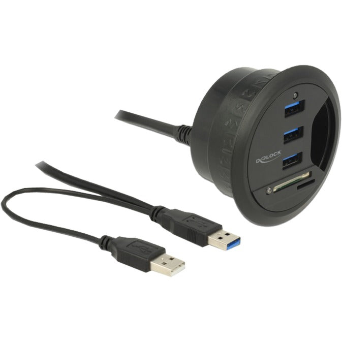 Delock In-desk Hub 3 Puerto USB 3.0 + 2 Lector de tarjetas SD SLOT