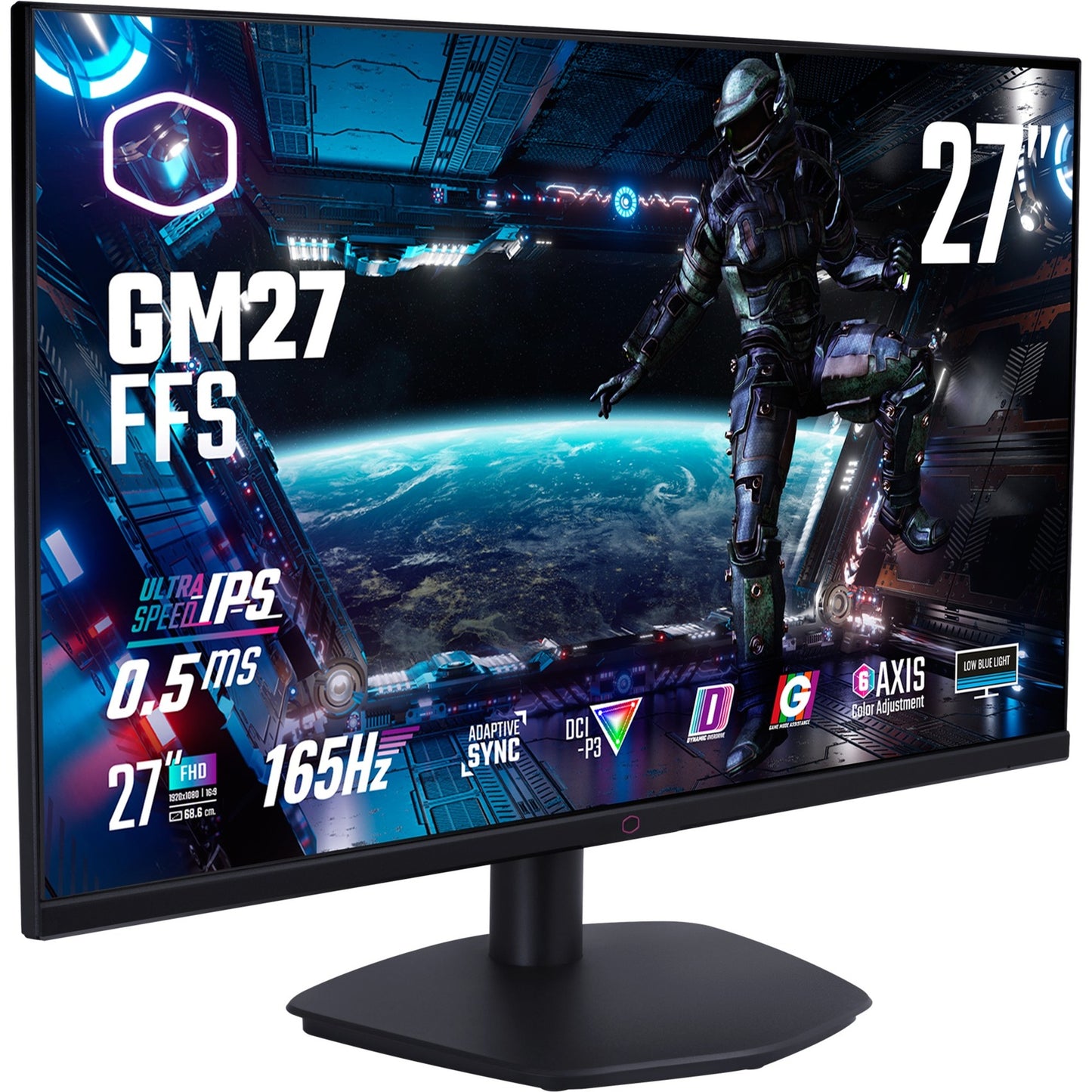 Monitor gaming Cooler Master GM27-FFS 27 (negro, 2x HDMI, 2x DisplayPort, free-sync, G-sync, 165 Hz)
