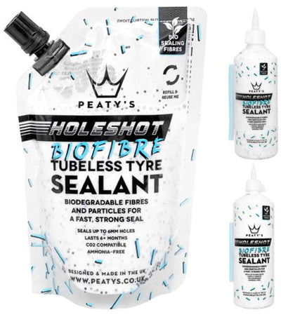 Peaty's holeshot biofibre tubeless tyre sealant