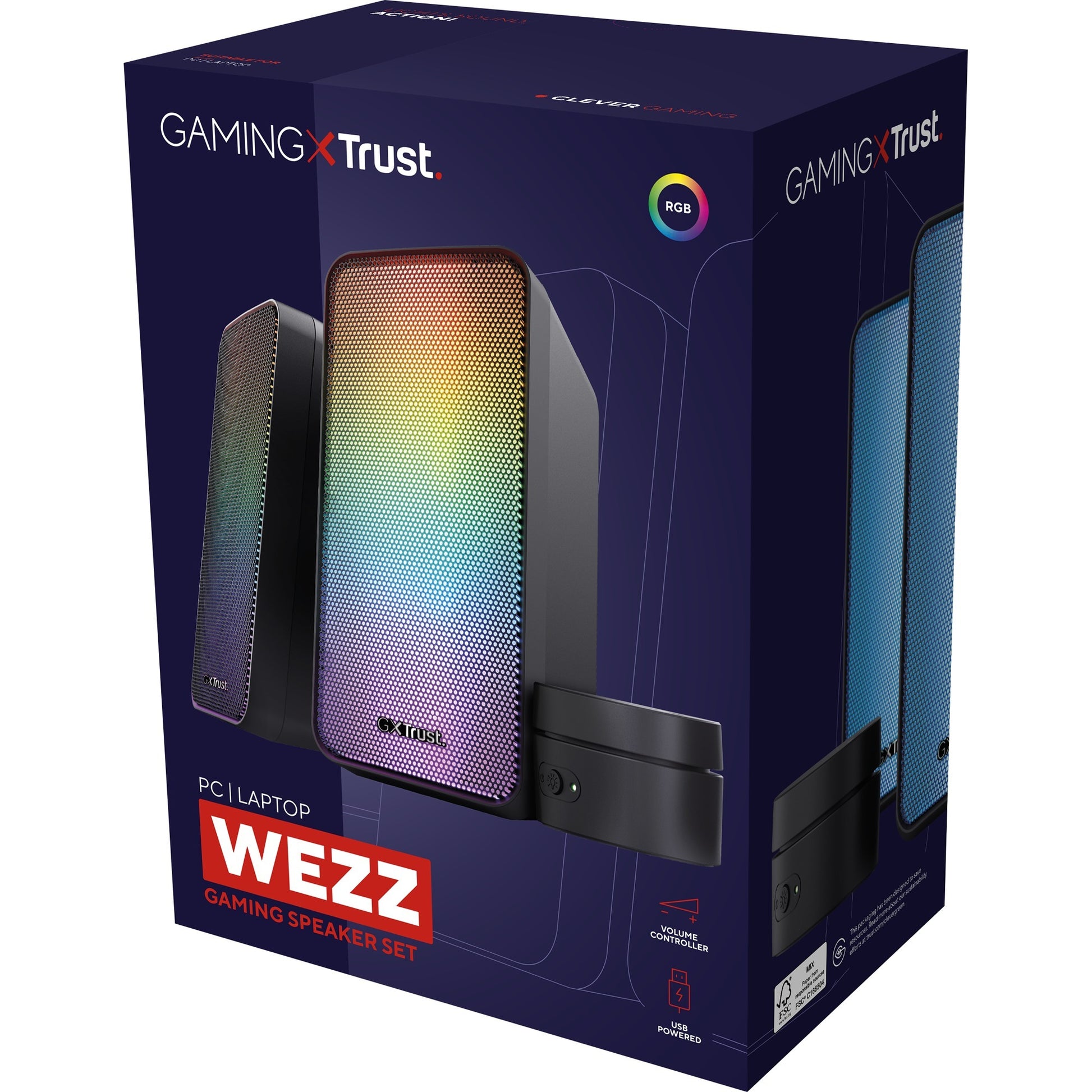 Trust gxt 611 wezz illuminated 2.0 rgb speaker set pc-luidspreker (zwart, rgb leds)