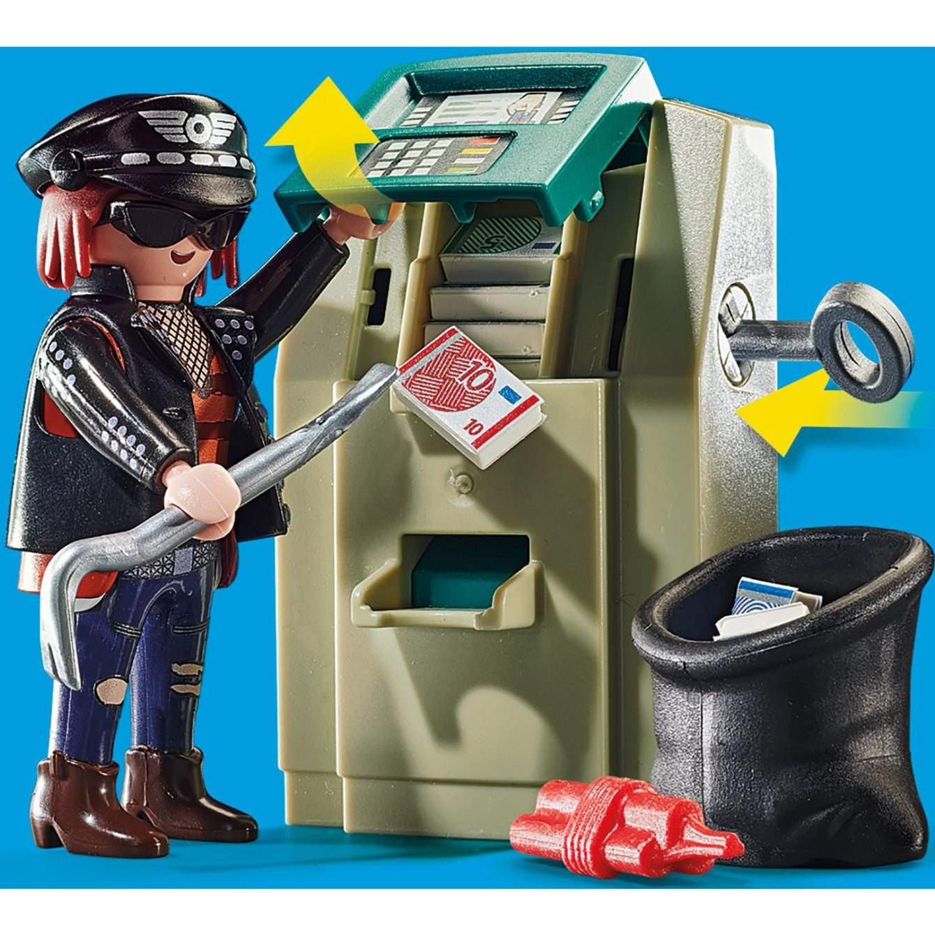 Playmobil city action - politiemotor: achtervolging van de geldrover constructiespeelgoed (70572)