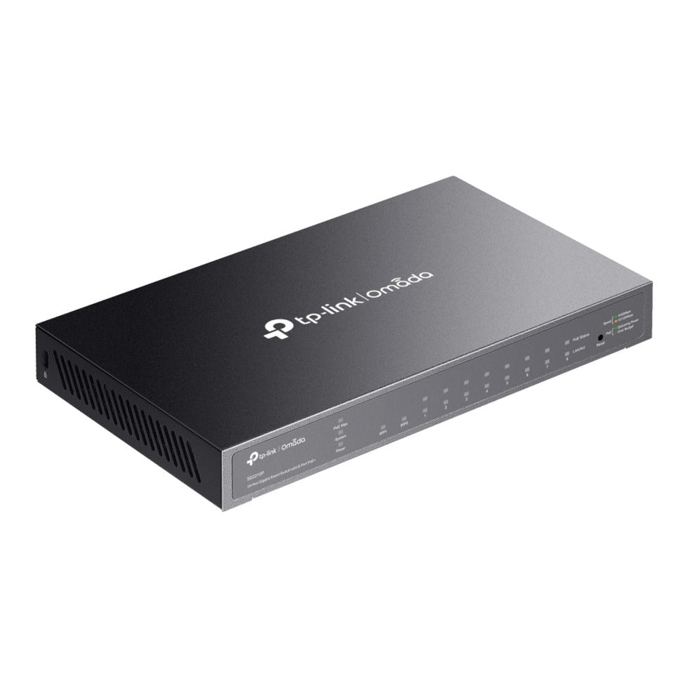 Tp-link omada sg2210p switch intelligente gigabit a 10 porte (nero, 8x poe+, 2x gigabit sfp)
