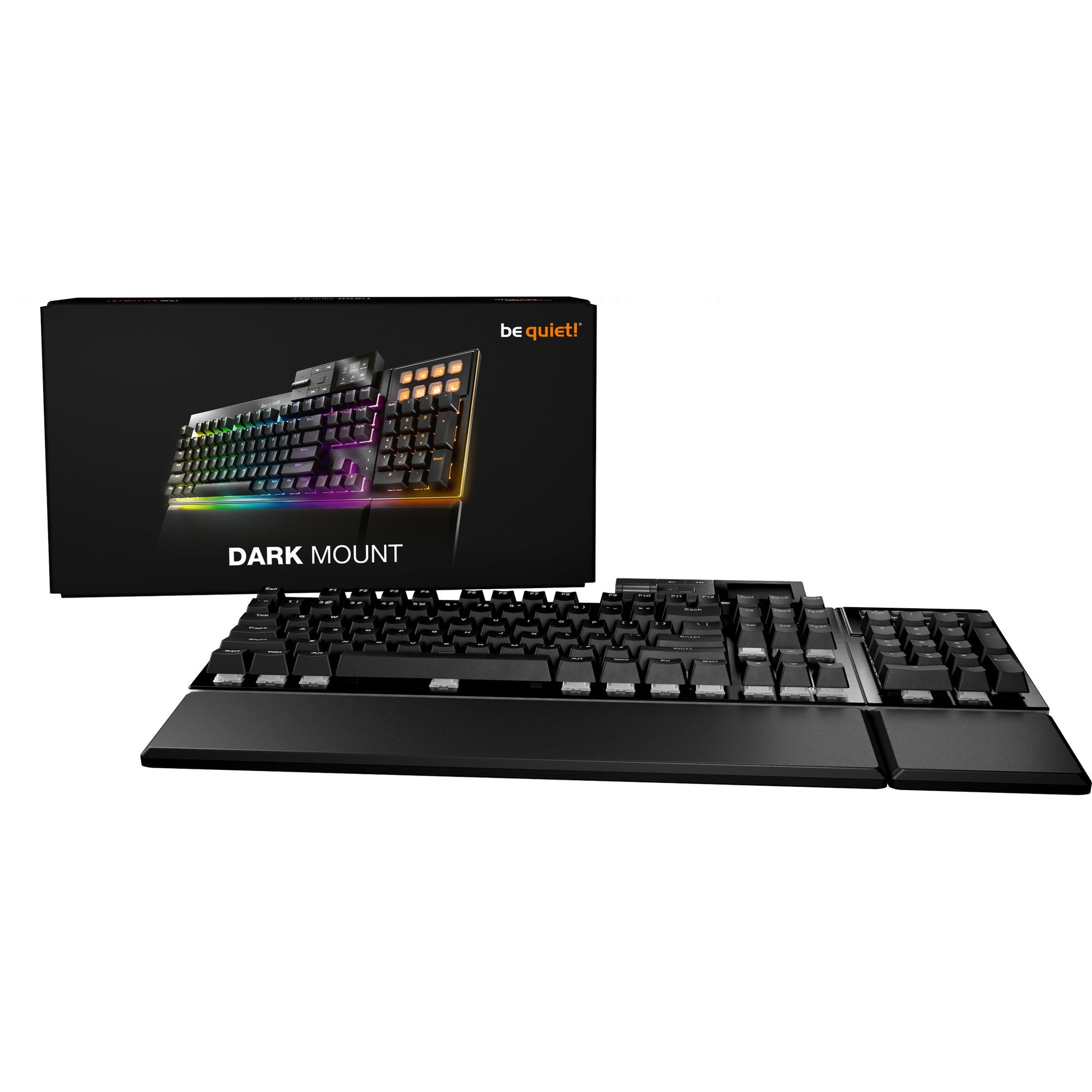 Silenzio! tastiera da gioco meccanica tattile rgb silenziosa con montaggio scuro (nera, layout us (qwerty), tattile silenziosa, 100%, argb, copritasti pbt double-shot, dock multimediale)