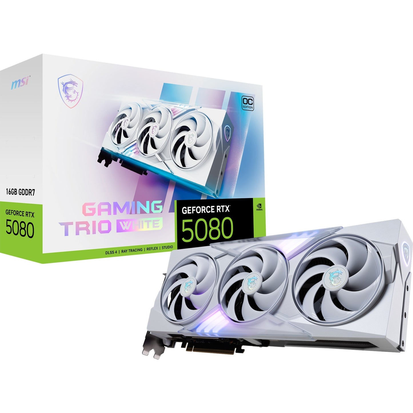 Scheda grafica Msi Geforce RTX 5080 16G Gaming Trio OC Bianca (Bianco, 3x Display Port, 1x HDMI)