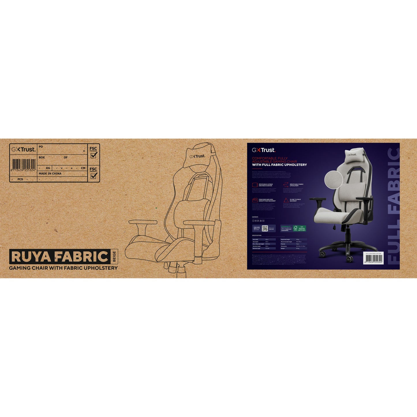 Trust gxt 723b ruya cómoda silla gaming de tela
