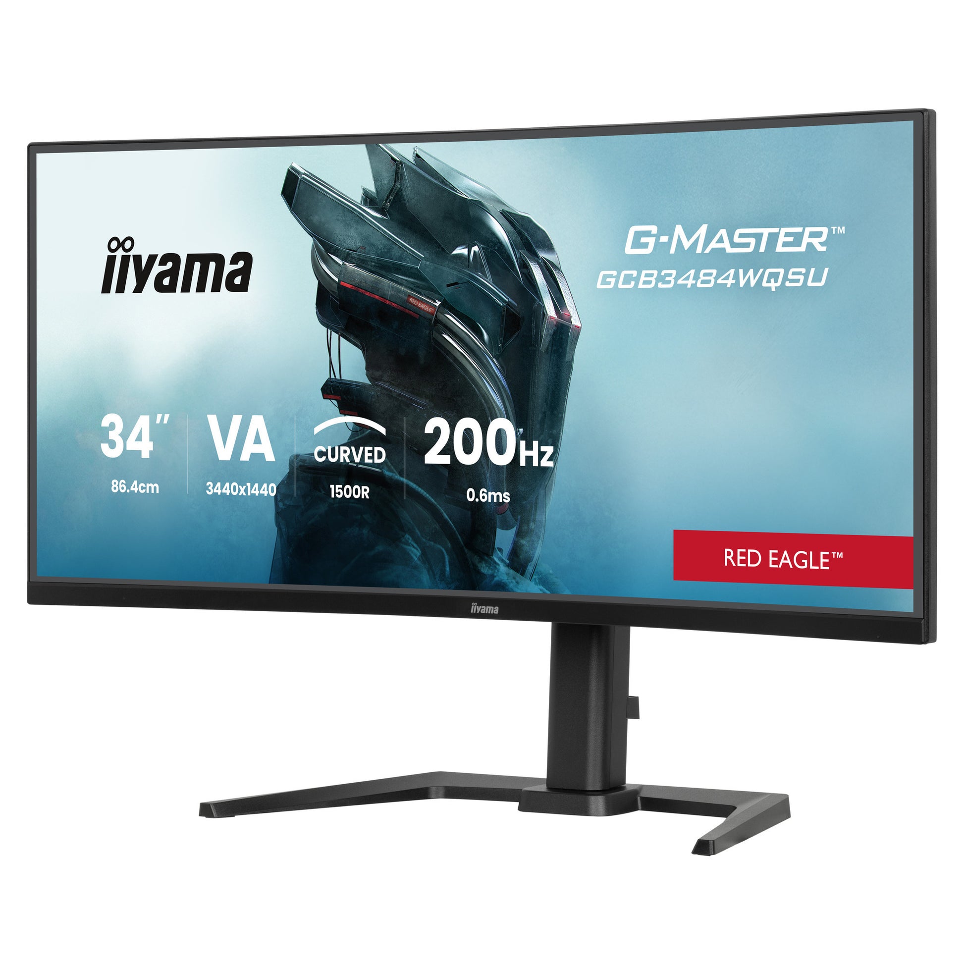 Iiyama g-master red eagle gcb3484wqsu-b2 34 curved ultrawide gaming monitor (zwart, hdmi, displayport, usb, audio, amd free-sync, dual mode)