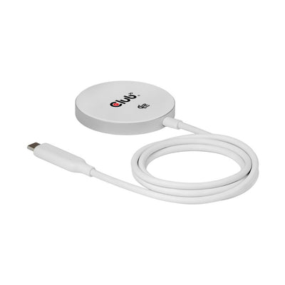 Club 3D CAC-3026 Cargador inalámbrico Qi2 25W (Blanco, Certificado Qi, Compatible con MagSafe, Almohadilla magnética)