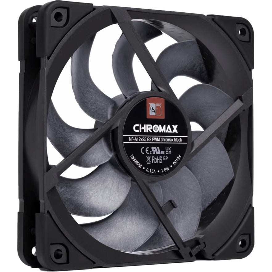 Ventola per case Noctua nf-a12x25 g2 pwm chromax.black (nera, 120 x 120 x 25 mm)