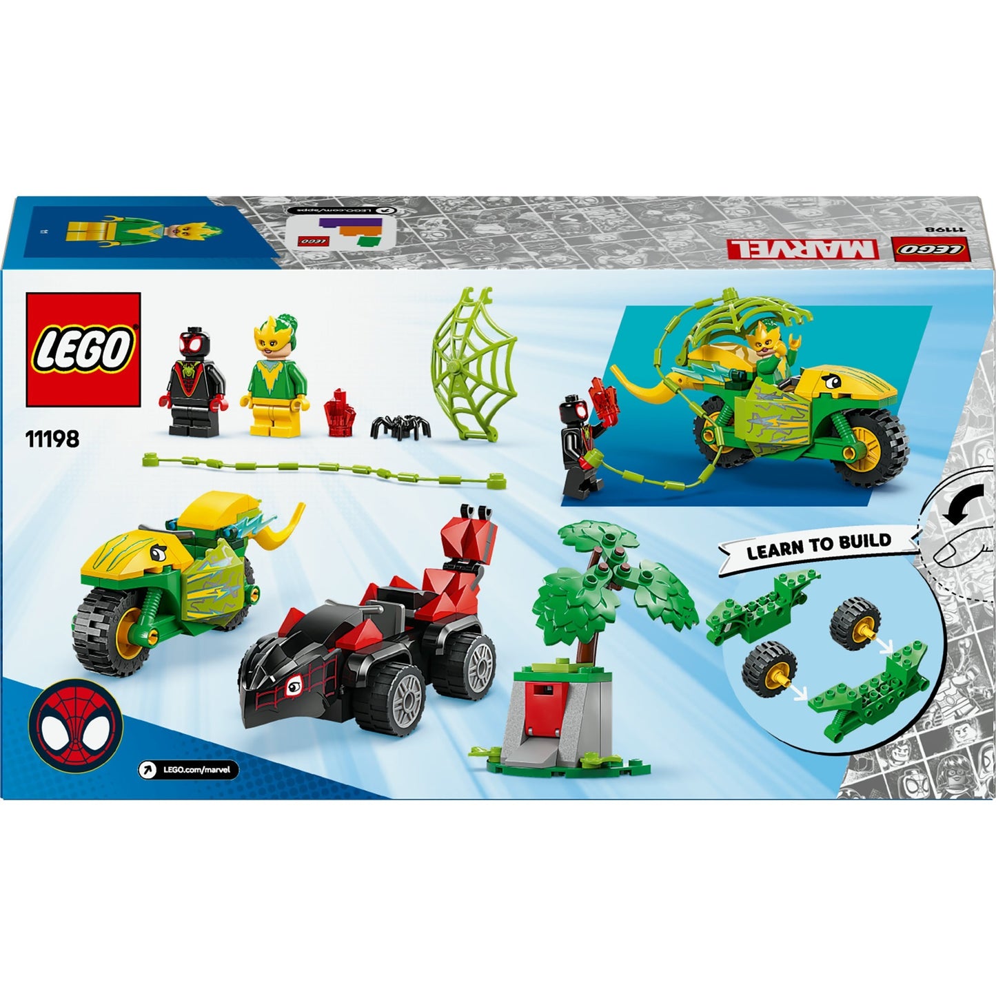 Lego Lego Spidey 11198 Spin ed elettro inseguimento con veicoli di dinosauro