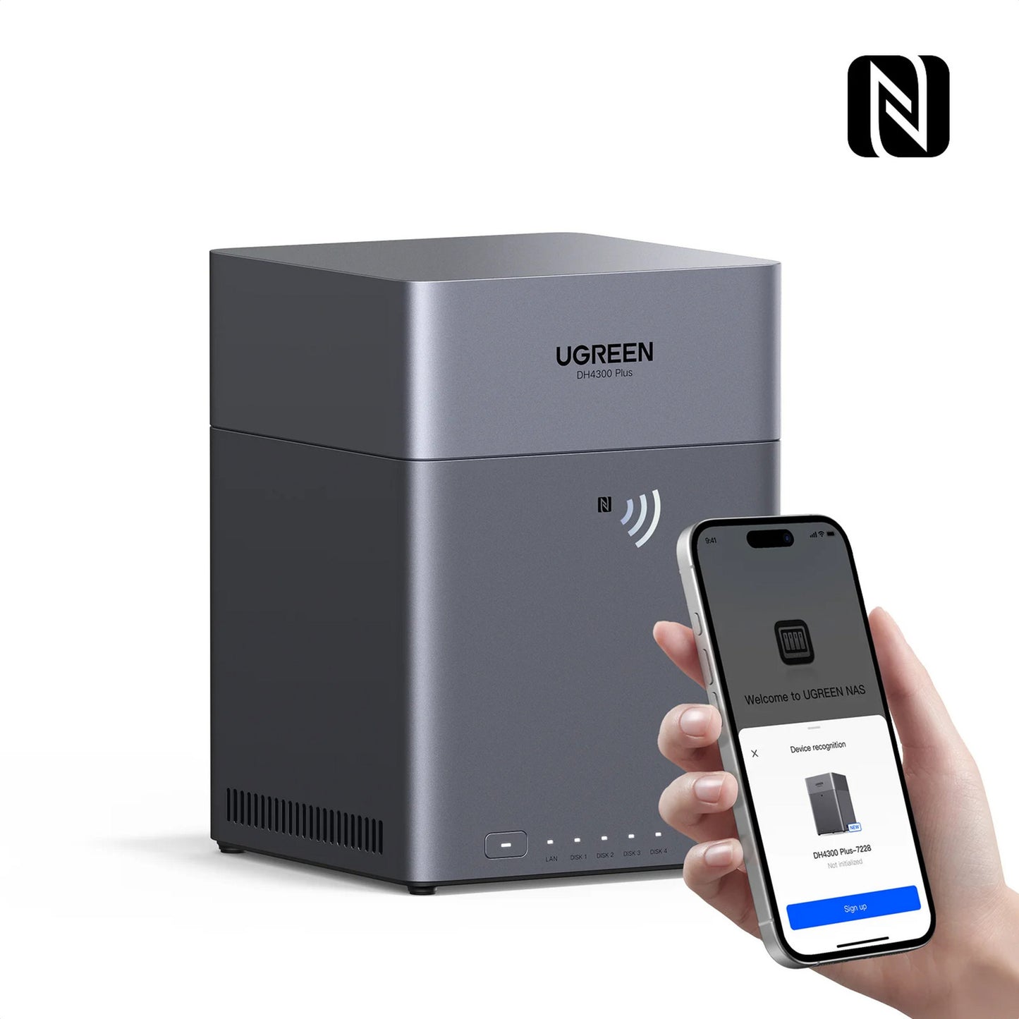 Ugreen nasync dh4300 plus (grigio, 1x 2.5GBE, HDMI, USB-C)