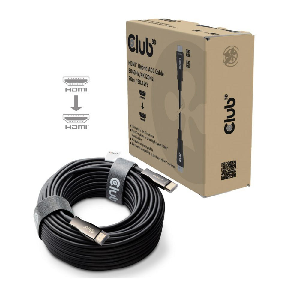 Cavo AOC ibrido HDMI Club 3D 8K60Hz 4K120Hz 30m (Nero)