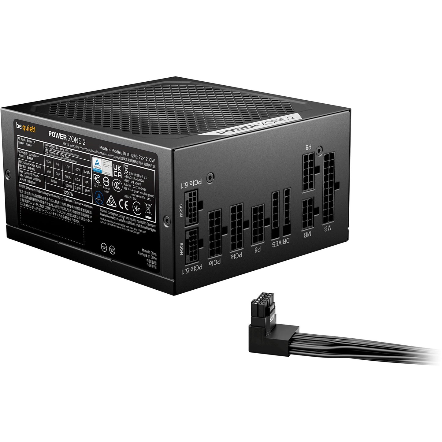 Silenzio! alimentatore modulare da 1200 watt power zone 2 (nero, 1x 12v-2x6, 3x pcie)