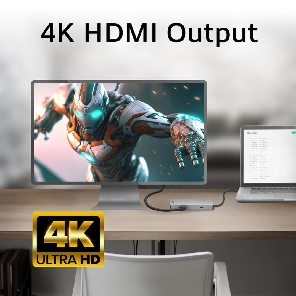 Conectividad ACT USB-C 4K Estación de acoplamiento para 1 HDMI Monitor, EthEd