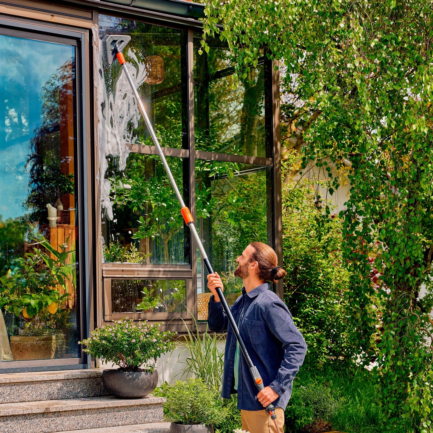 Gardena CleanSystem Telescopic acciaio M XL, per Verde