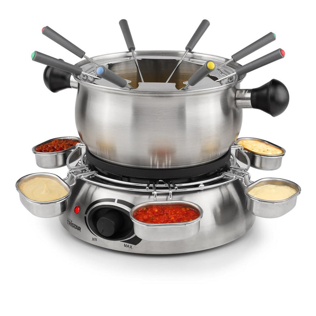 Fonduta Tristar fo-1100 (acciaio inossidabile, 8 persone, 1300 w, adatta per olio, cioccolato e formaggio)