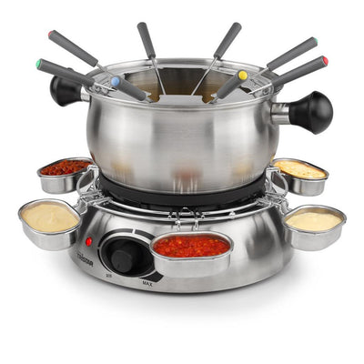 Fonduta Tristar fo-1100 (acciaio inossidabile, 8 persone, 1300 w, adatta per olio, cioccolato e formaggio)