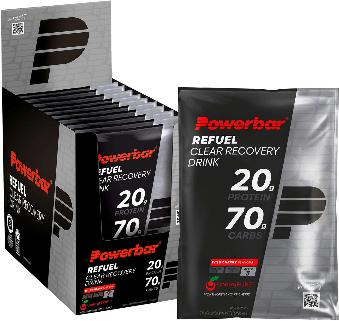 Bebida recuperadora transparente Powerbar black line refuel 10x97g