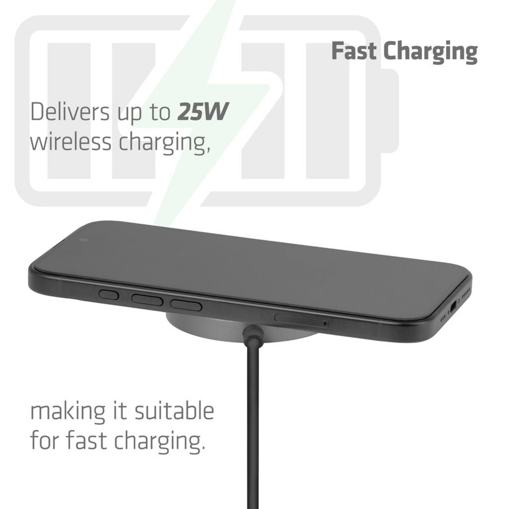 Caricabatterie wireless Club 3D CAC-3027 Qi2 25 W (nero, certificato Qi, compatibile MagSafe, supporto magnetico)