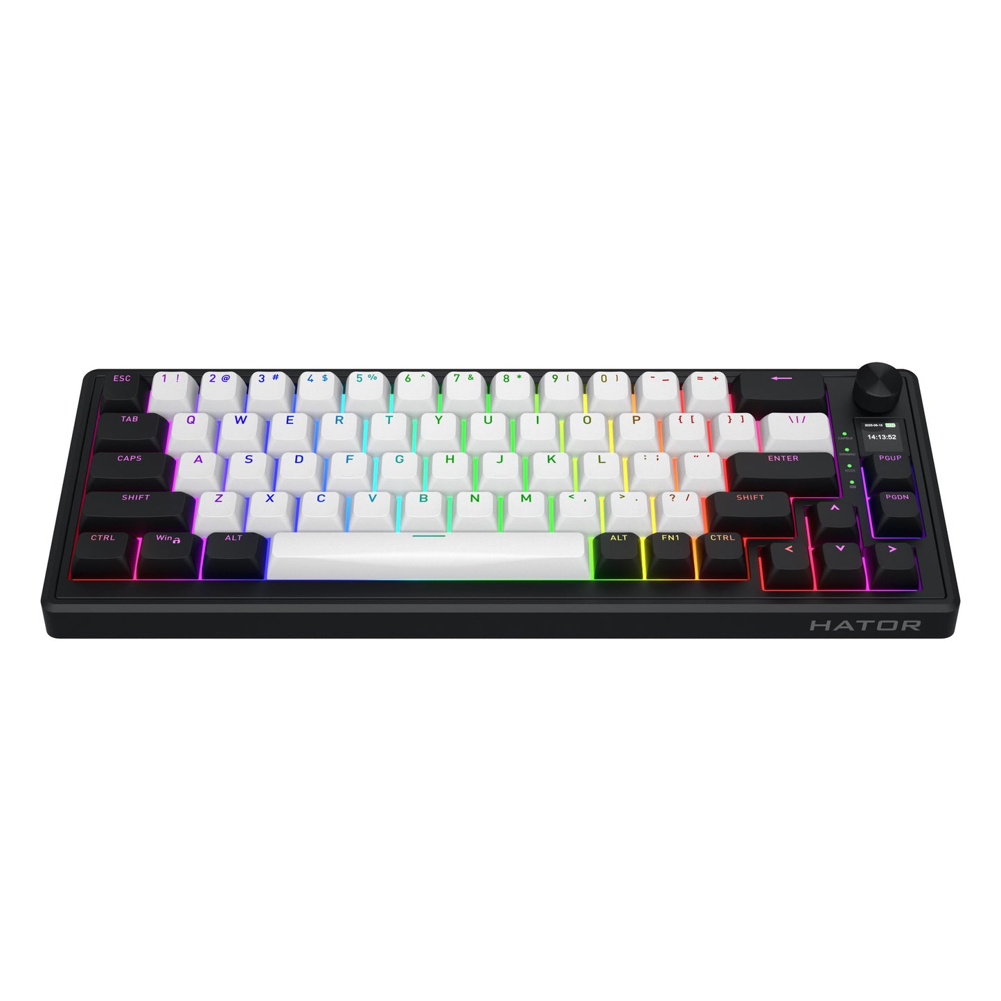 Hator skyfall mag ultima 8k wireless, tastiera da gioco (nera, layout americano, hator aurum ice, 65%, rgb, double-shot pbt, hot-swap, bluetooth usb-c da 2,4 ghz)