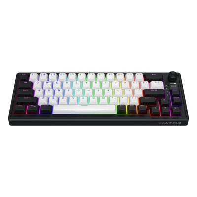 Hator skyfall mag ultima 8k wireless, tastiera da gioco (nera, layout americano, hator aurum ice, 65%, rgb, double-shot pbt, hot-swap, bluetooth usb-c da 2,4 ghz)