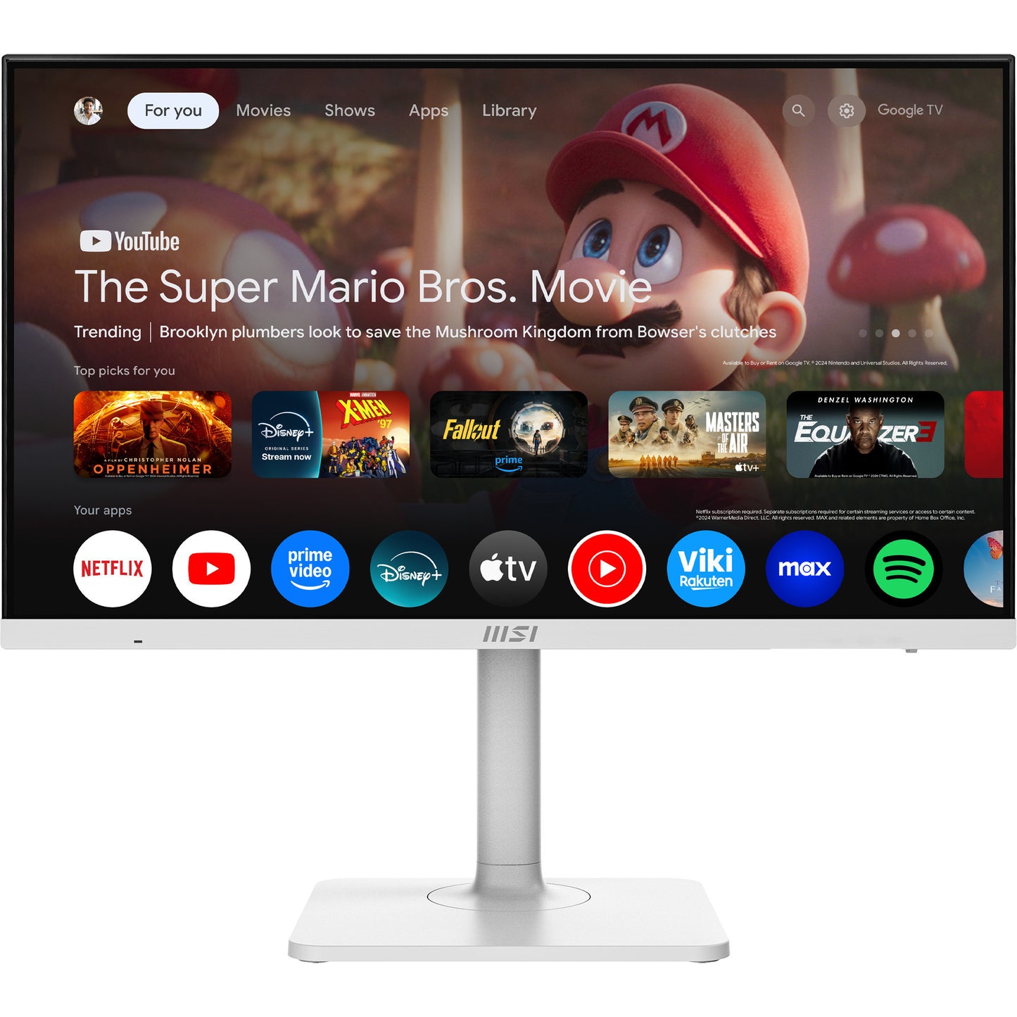 Monitor MSI Modern MD272UPSW 27 4K UHD (bianco, HDMI, DisplayPort, 2x USB-A, USB-C, Wi-Fi 5, BT, RJ-45)