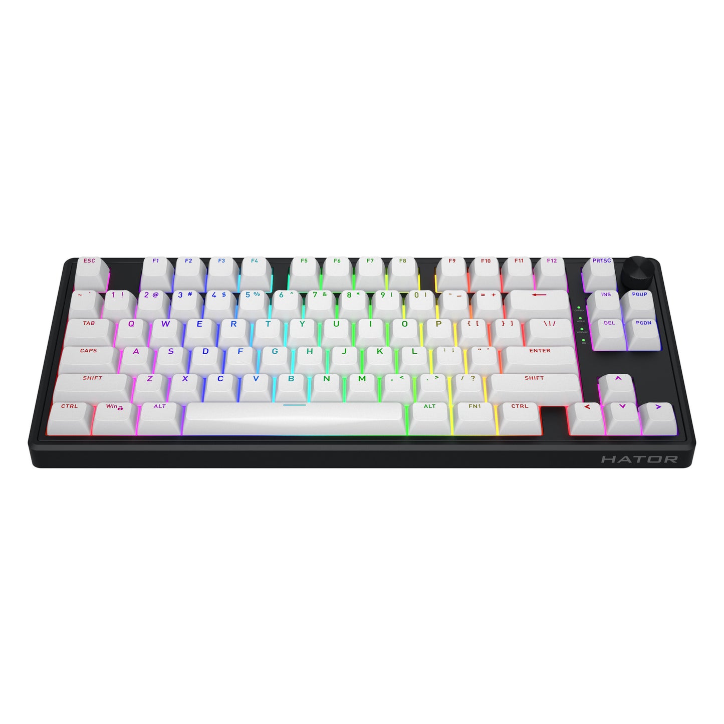 Hator skyfall wireless, tastiera da gioco (nera, layout americano, hator aurum lemon, 80% (tkl), rgb, double shot abs, hot-swap, bluetooth usb-c da 2,4 ghz)
