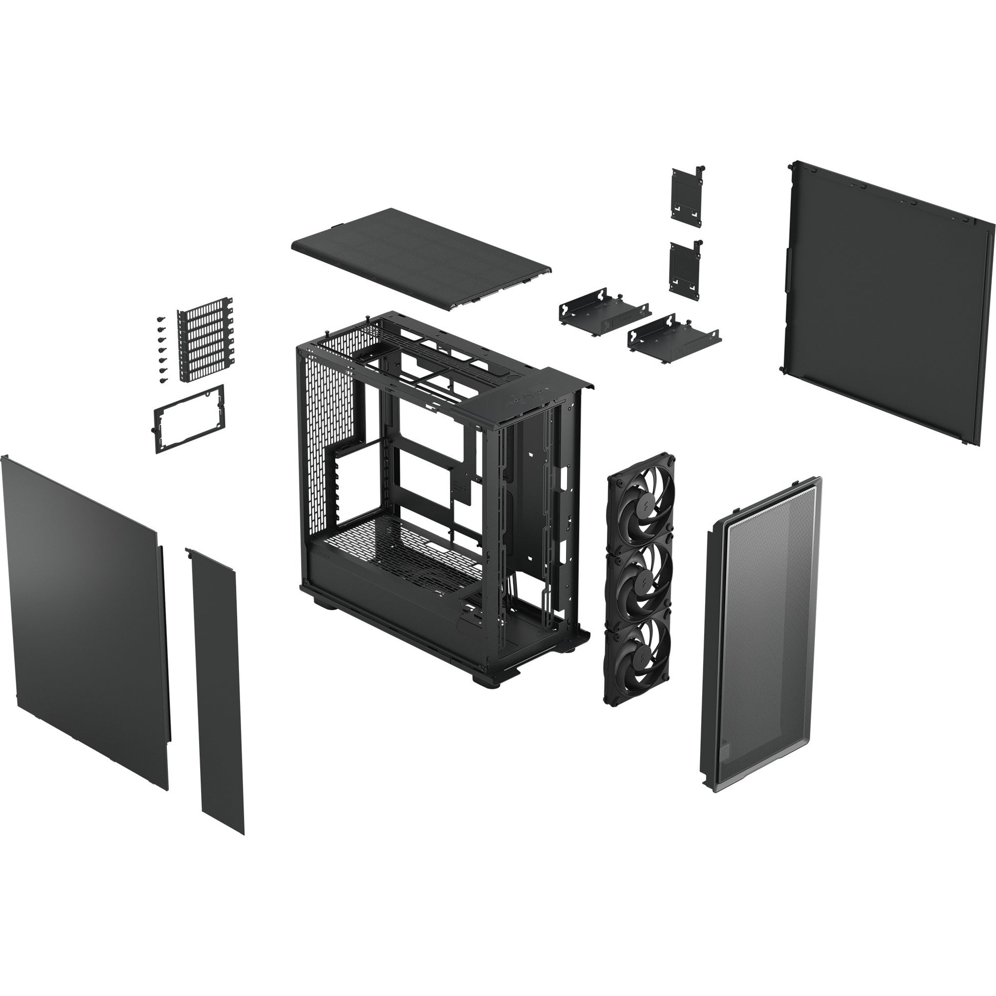 Design frattale epoca XL solido alloggiamento midi tower (nero | 2x USB-A | 1x USB-C)