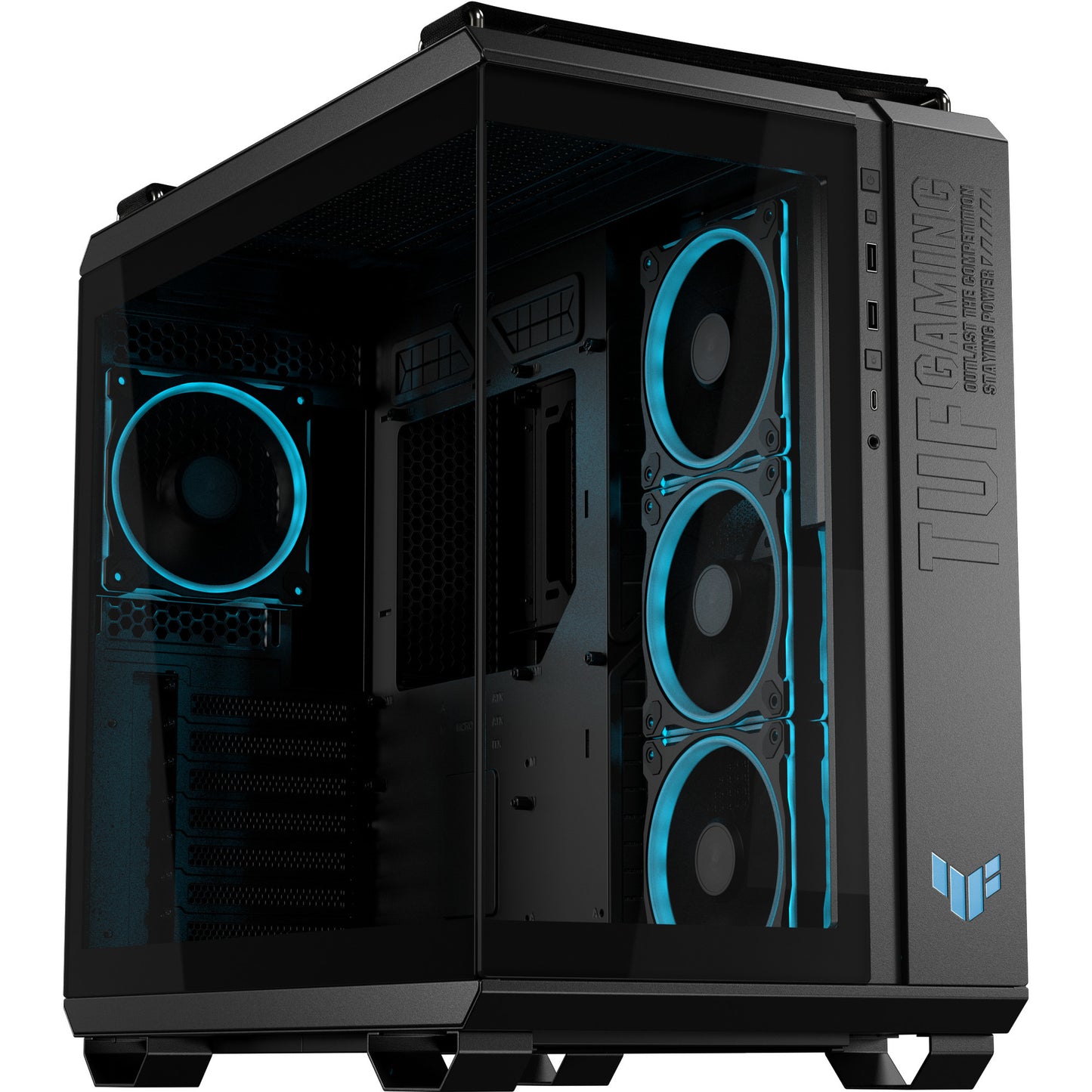 Custodia midi tower Asus tuf gaming gt502 Horizon Argb (nero | 3x USB-A | 1x USB-C | vetro temperato)