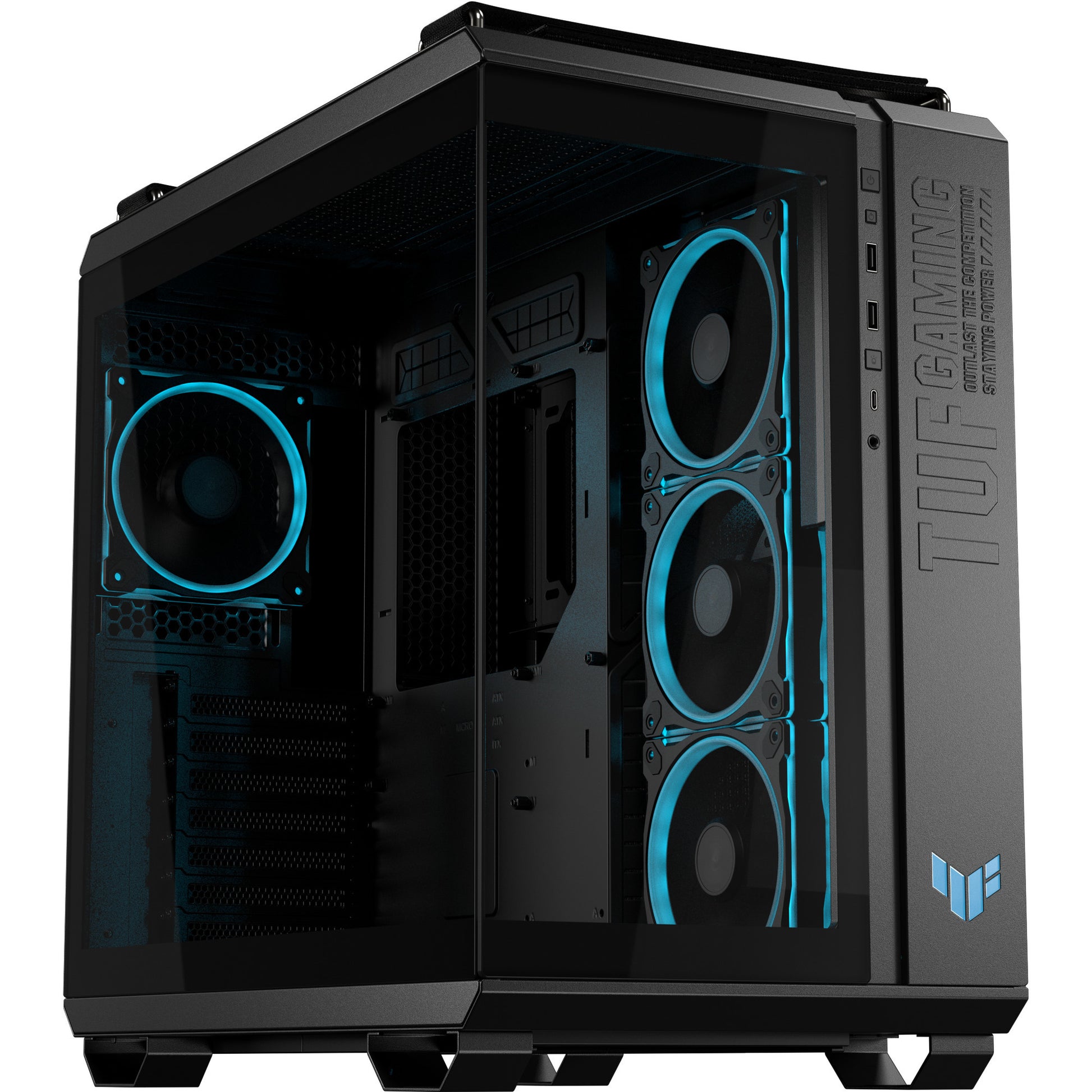 Custodia midi tower Asus tuf gaming gt502 Horizon Argb (nero | 3x USB-A | 1x USB-C | vetro temperato)
