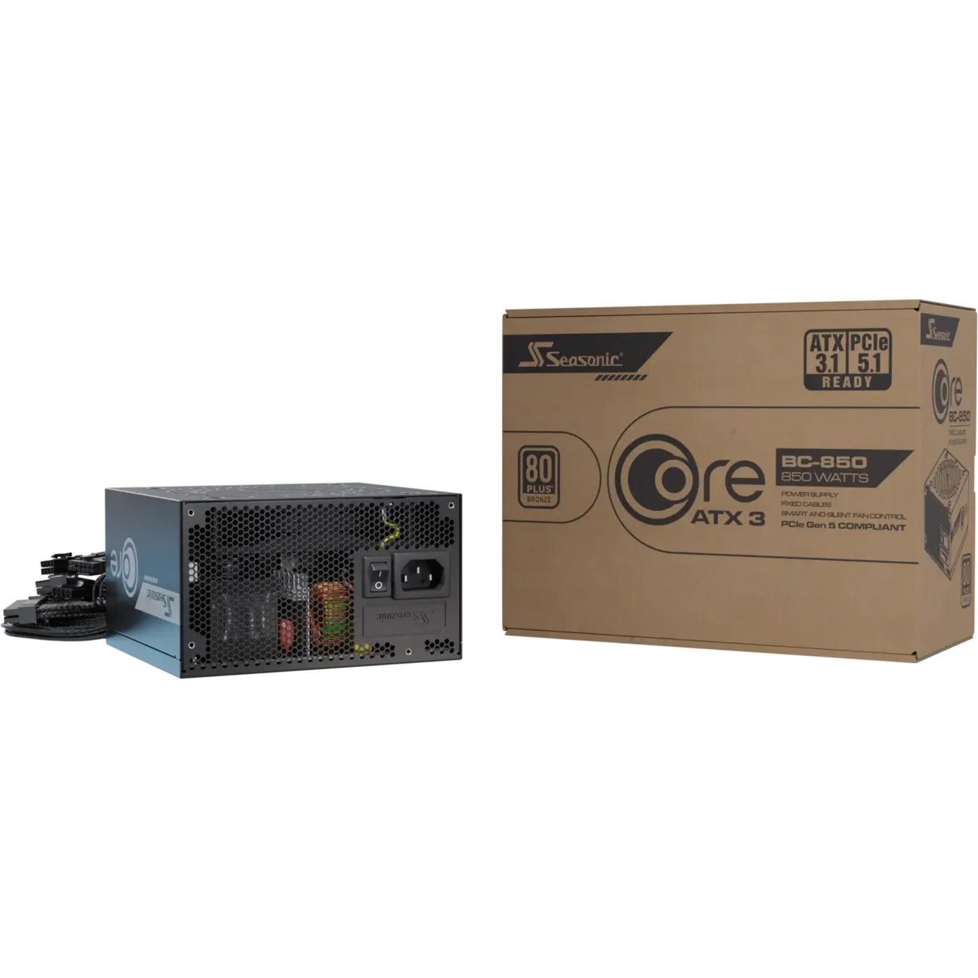 Seasonic core bc-850 atx 3.1 850 watt voeding (zwart, 1x 12v-2x6, 3x pcie)