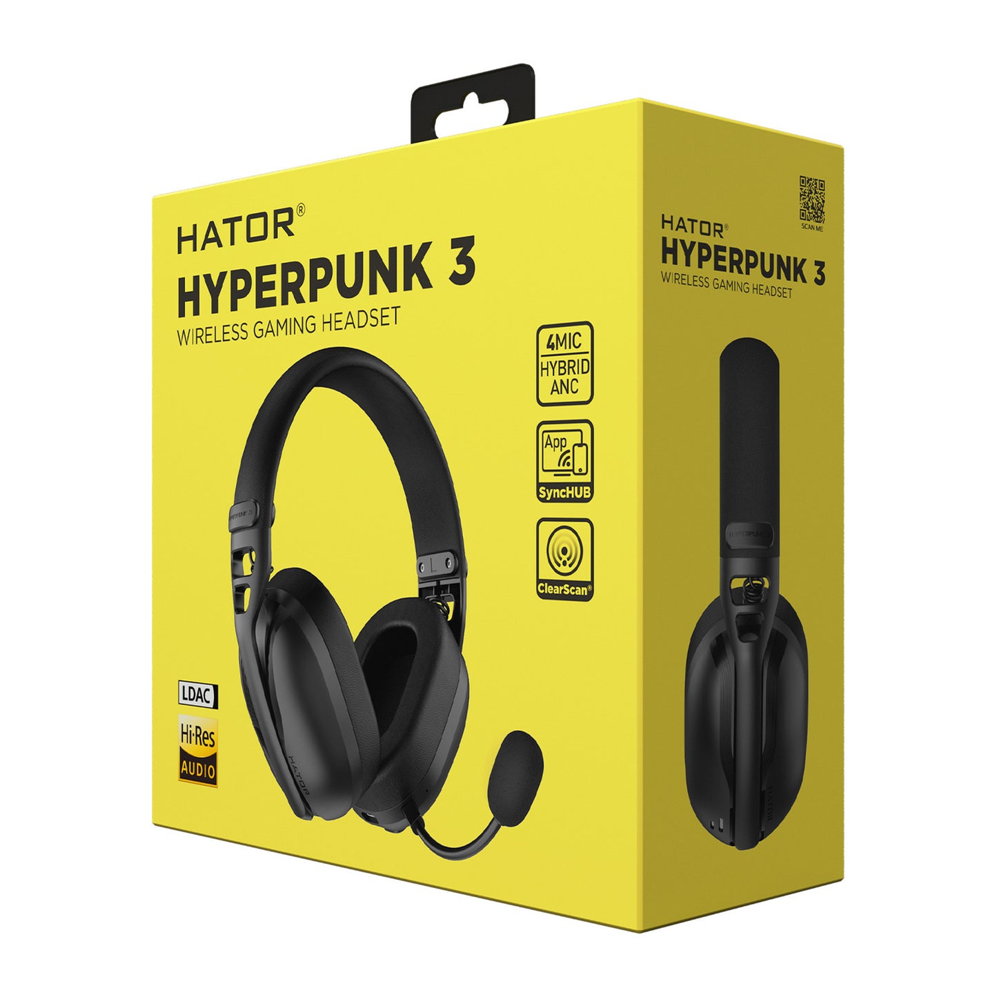 Hator hyperpunk 3 wireless over-ear gaming headset (zwart, 2.4ghz bluetooth 5.4 usb-c)