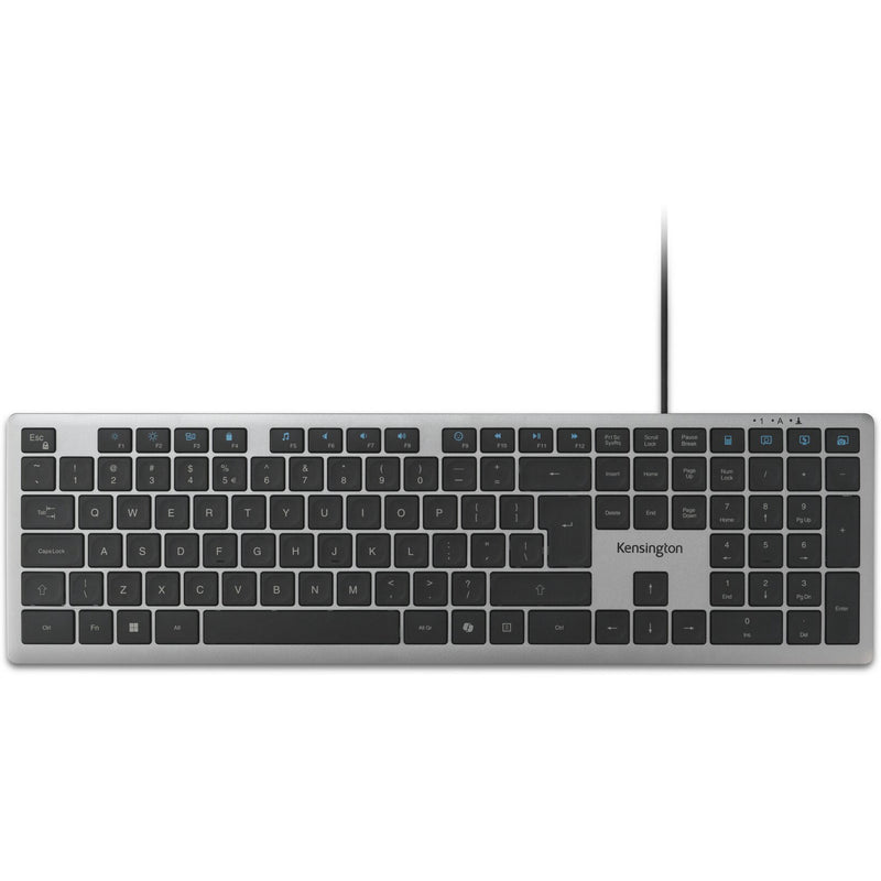 Kensington kb515 eq usb-c usb-a wired keyboard (grijs, us-international lay-out (qwerty), scissor switches, 100%)