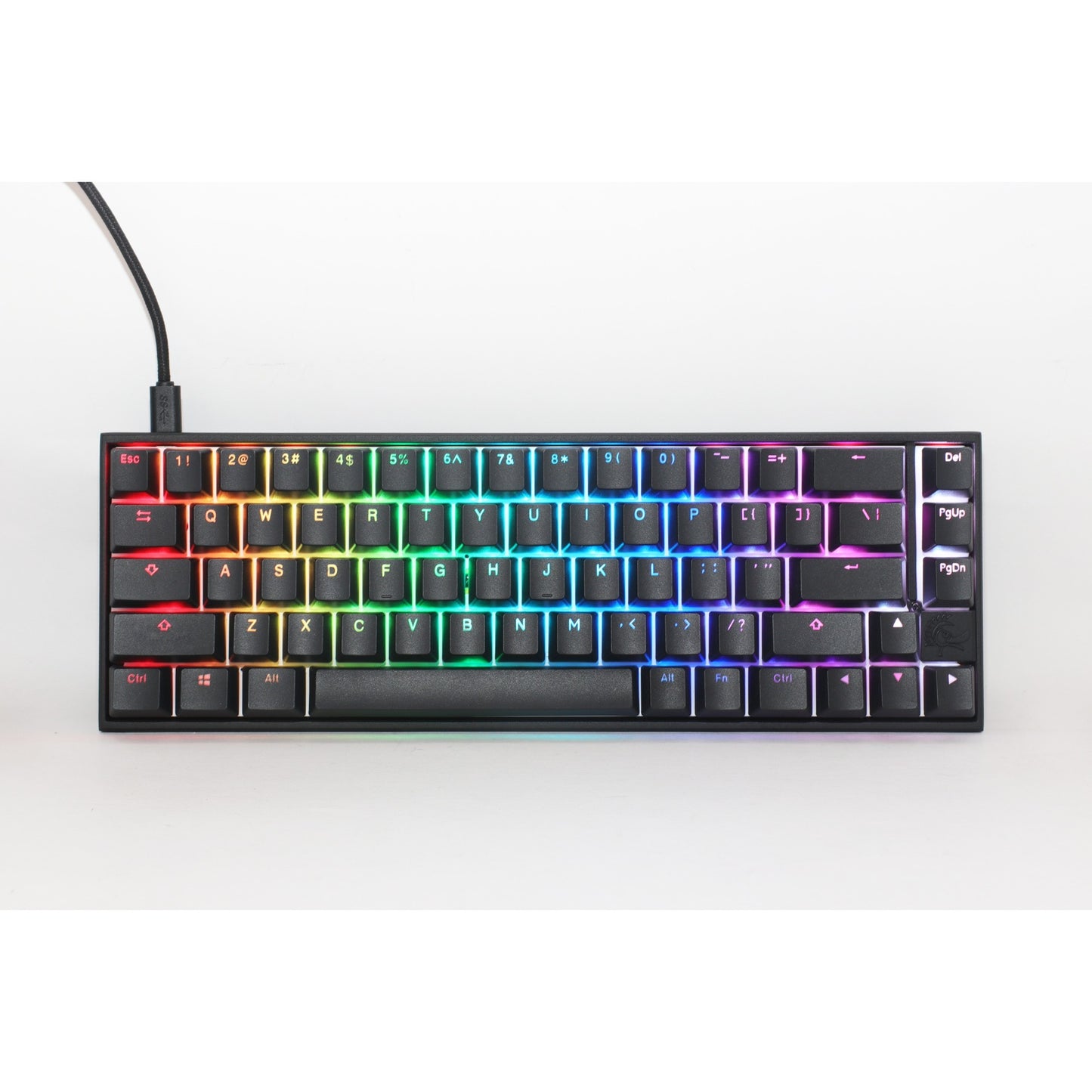 Ducky mecha pro sf, tastiera (nera, layout us, cherry mx speed silver, led rgb, 65%, pbt double-shot)