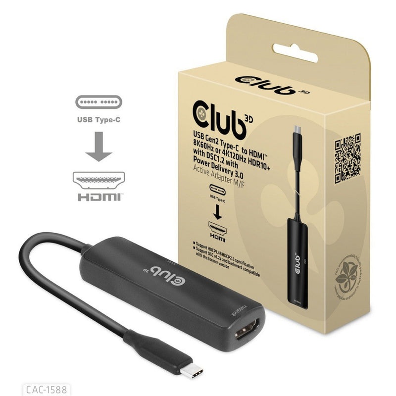 Adattatore Club 3D da USB-C a HDMI 2.1+ PD 3.0 da 100 watt (nero)
